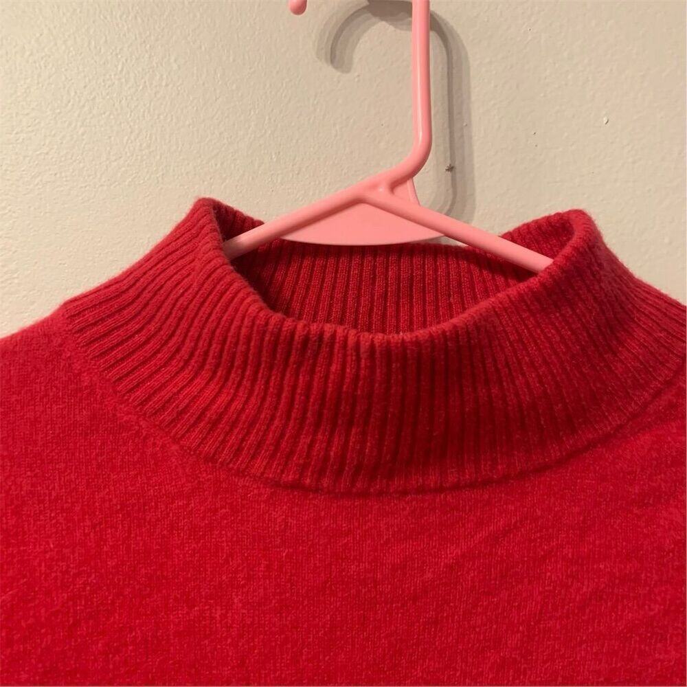 Women's Red Cashmere Turtleneck Sweater Size L Long Sleeve Casual - Picture 3 of 5